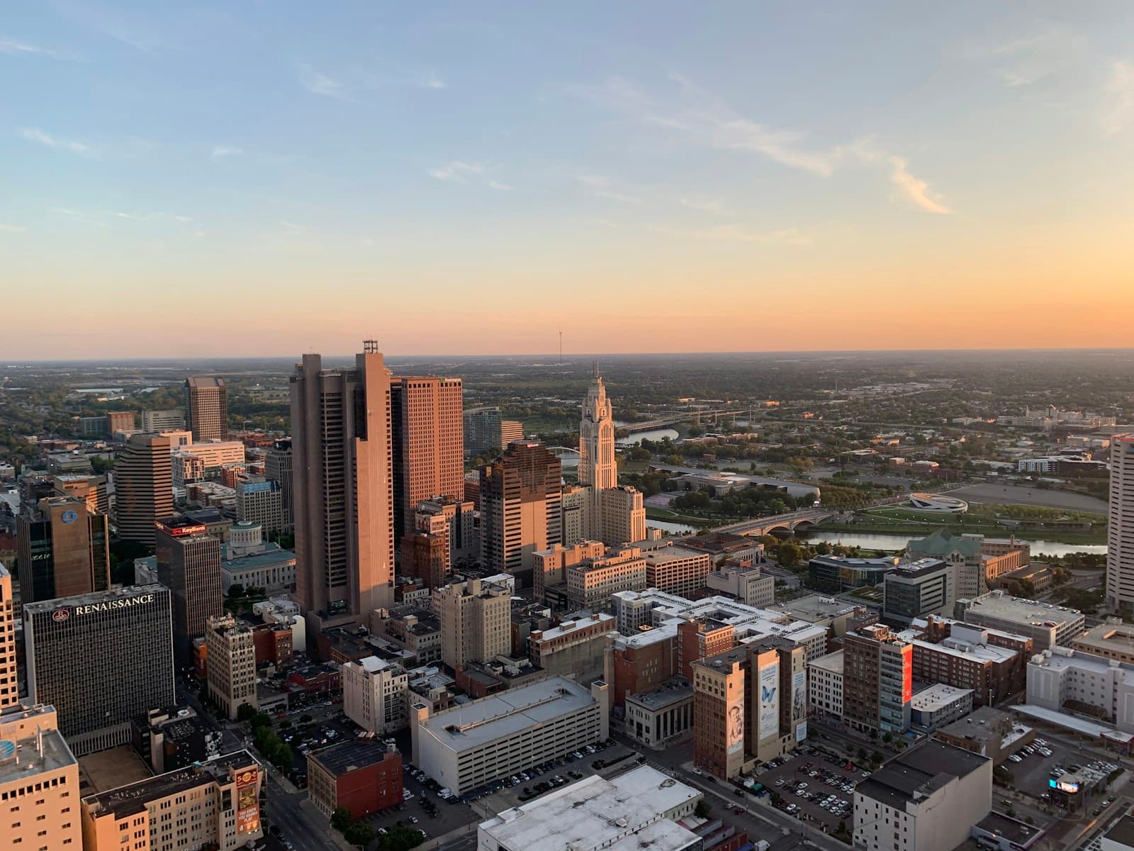 Columbus, Ohio cityscape and street view